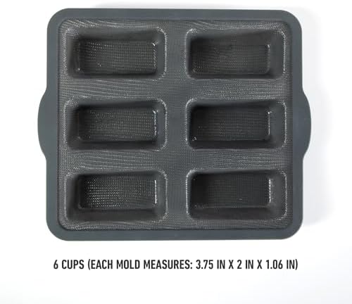 Calphalon Omni 6-Cup Mini Loaf Pan with GlassFlex Technology, Flexible Silicone & Micro-Woven Glass Core for Ultra Airflow & Even Baking, Grey