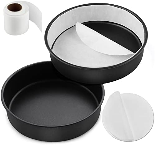 E-far 8 Inch Cake Pans Set of 2, Nonstick Small Cake Pans & Parchment Paper
