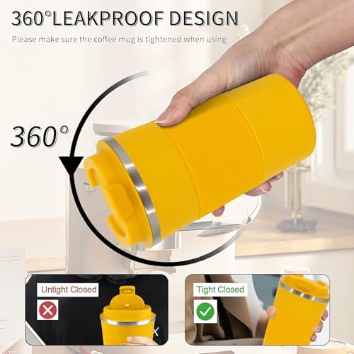 Insulated Travel Coffee Mug, Stainless Steel Coffee Cup with Leakproof Lid
