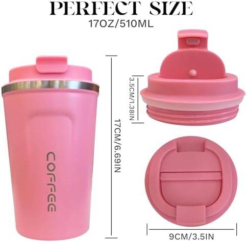 Insulated Travel Coffee Mug, Stainless Steel Coffee Cup with Leakproof Lid