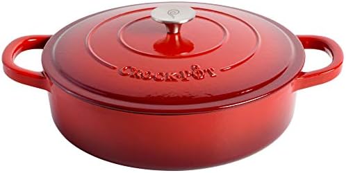 Crock-Pot Crock Pot Artisan Enameled Cast Iron Braiser W/Lid, Scarlet Red, 5 quarts (Pack of 2)