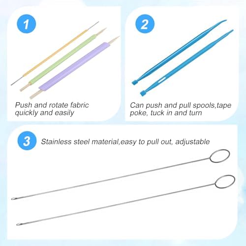 10PCS Tube Turner Sewing Tool Set, Point Loop Turner Needle Threader for Sewing Drawstring DIY Crafting, Multifunctional Fabric Turning Essentials & Must Haves