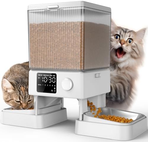 oneisall Automatic Cat Feeder for 2 Cats Pets, Timed Cat Food Dispenser