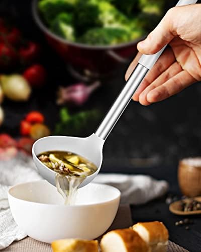 BUNDLEPRO Silicone Soup Ladle Spoon Kitchen Utensils, 2 Pack, Black-White