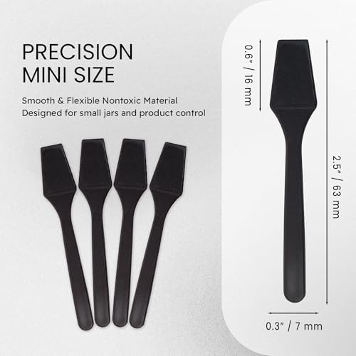 PANA 100 Pieces Cosmetic MakeUp Disposable Plastic 2.5" Spatulas For Skin Care Facial Cream Mask Spatula (BLACK)