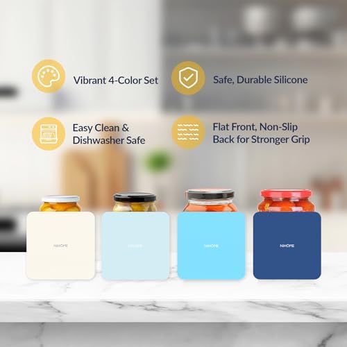NiHome Silicone Jar Opener Gripper Pads, 6 In for Seniors, Ocean Color, 4PC