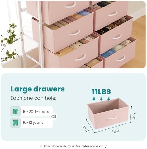OLIXIS 8 Drawer Storage Dresser for Bedroom, Closet Organizers Units, Pink