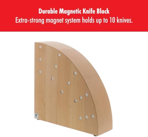 ZWILLING Round Magnetic Knife Block, Made in Italy, Natural Beechwood Kitchen Knife Holder, Contemporary Countertop Storage
