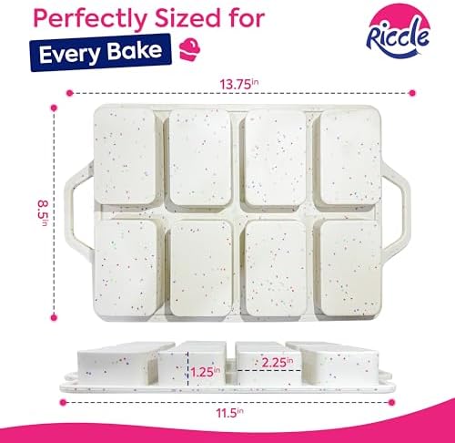 RICCLE Silicone Mini Loaf Pans – 2 Pack, 8 Cavity Silicone Molds for Baking, Non-Stick Silicone Baking Pan