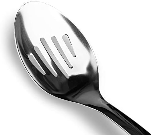 Stainless Steel Slotted Spoon, 12.9-Inch, Black Handle