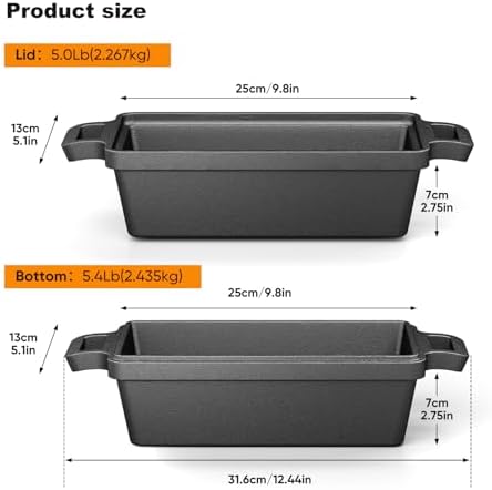 Cast Iron Bread Pan with Lid, Loaf Pan for Baking Homemade Bread and Cake
