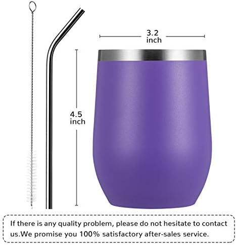 MEWAY 12oz/12 Pack Wine Tumbler Glasses with Lid -Double Wall Vacuum Stainless Steel Travel Tumbler Mug,Stemless Insulated Wine Cup for,Coffee,Cocktails,Gifts (Purple,Set of 12)