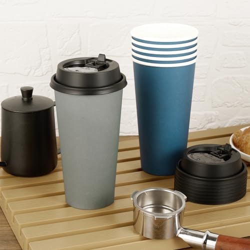 LITOPAK 100 Pack 20 oz Disposable Paper Coffee Cups with Lids