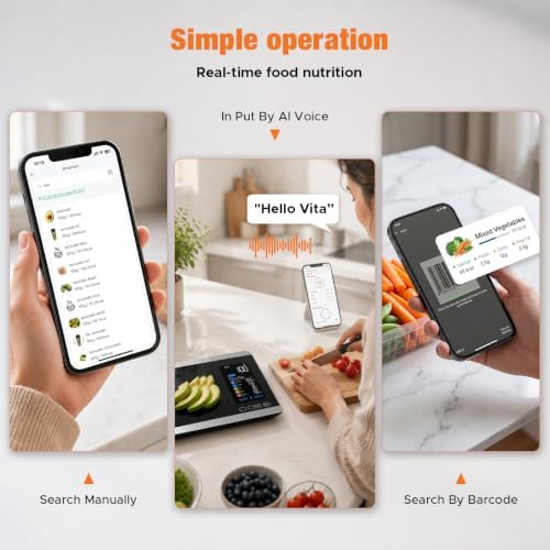 AI Voice Food Scale with Nutritional Calculator, Type-C, Fitdays+