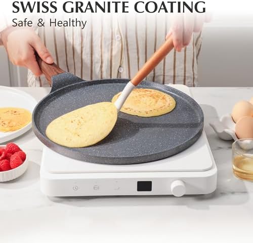 SENSARTE 10 Inch Nonstick Crepe Pan Granite Coating Pancake Pan Gray