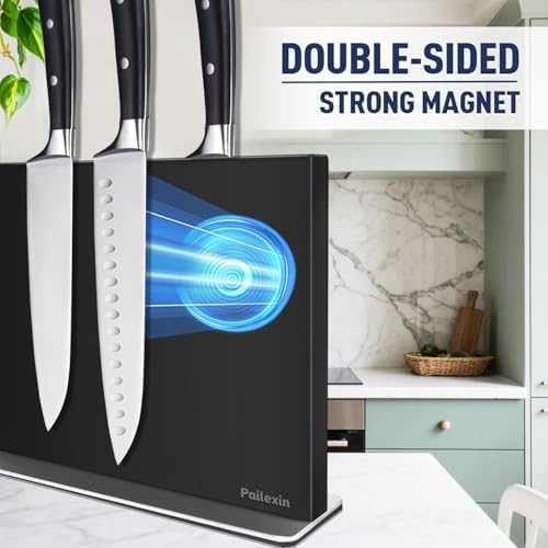 Magnetic Knife Block Without Knives—Black, Stainless Steel, 12"