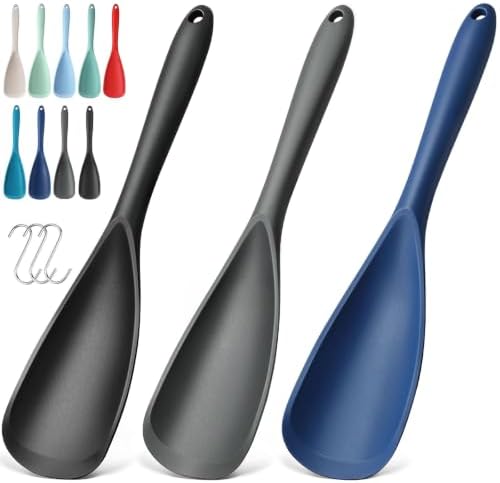 3 PACK Silicone Cooking Spatula & Spoon for Nonstick Cookware, BPA-Free