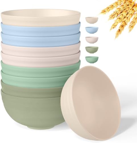 Quatish 10 PCS Cereal Bowls, Plastic Bowls, Small Snack Soup Kitchen Bowl