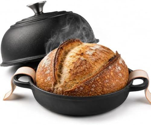 5QT Matte Black Non-Stick Dutch Oven for Bread Baking, Cast Iron Dutch Oven