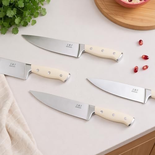 WANGMAZI 15‑Pcs Knife Block Set, Ultra Sharp, Natural Pro