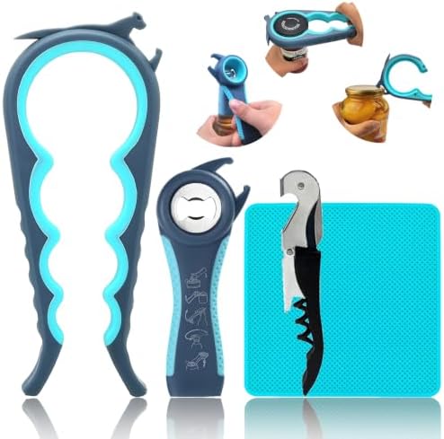 Jar Opener for Weak Hands, Seniors with Arthritis, 5 in 1 Bottle Opener