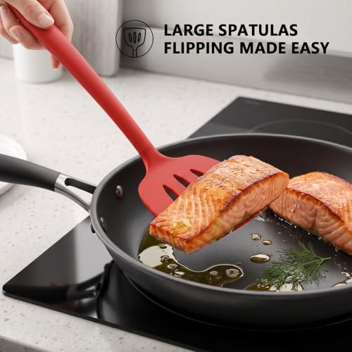 Coukre 3 Pack Silicone Spatula Set, Heat Resistant to 500°F, BPA-Free