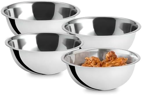 OCS Parts 4-Pack 3 Quart Mixing Bowls | Set of 4 | 9.75" Stainless Steel