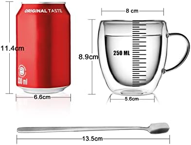 LIBWYS 2 Pack Double Walled Coffee Cups Glasses Mug, 8.5oz Borosilicate