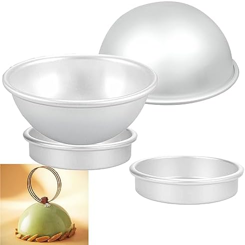 2 Pcs Cake Sphere Pan 6.5 Inche 3D Half Sports Ball Cake Pan Anodized Aluminum Hemisphere for Birthday Create Any Ball Shaped Cake DIY