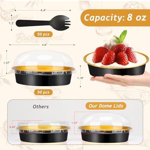 LNYZQUS 8oz Mini Pie Tins with Lids 50 Pack, 4 Inch Individual Cake Pans