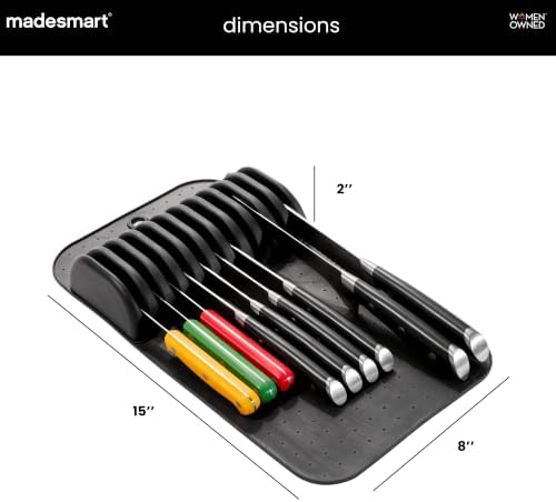 madesmart Classic In Drawer Knife Mat, 11 Knives, Black