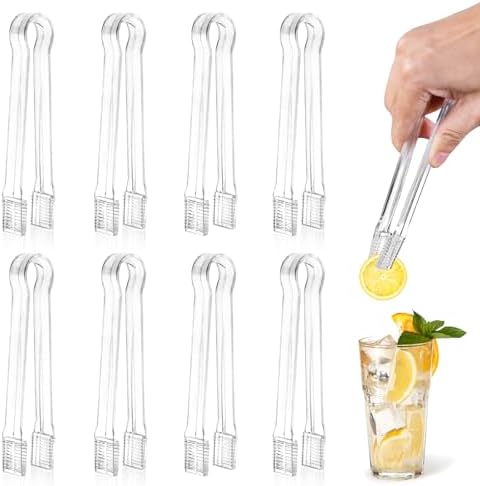 Ninsula 8 PCS Plastic Serving Tongs, 6.3 Inches Disposable Clear Tongs