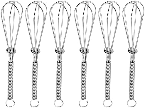 Anaeat 6 Pack Small Wire Whisks, Portable Stainless Steel Kitchen Tiny Whisk & Egg Beater with Thick Wire - Sturdy Mini Mixing Balloon for Cooking, Blending, Whiping, Beating and Stirring (6")