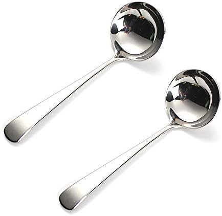 HOOYE 7.6'' Gravy Ladle Sauce Soup Spoon Heavy Duty 18/10 Stainless Steel for Small Dishes (2 pcs)