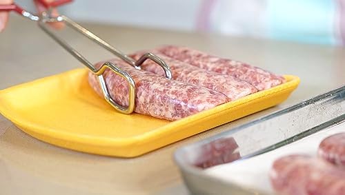 Hiash 10-Inch Heavy Duty Stainless Steel Kitchen Tongs - Non-Slip Comfortable Red Grip, Scissor Design, Heat Resistant for BBQ and Cooking, Set of 2