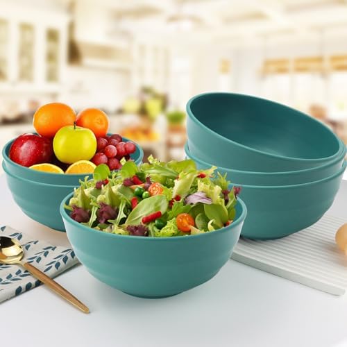 Large Plastic Bowls 60oz, Unbreakable Popcorn Bowls Set of 6(Green)