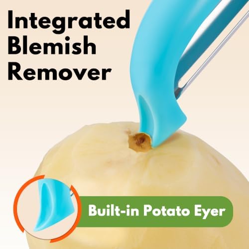 Rainspire Vegetable Peeler Potato Peelers for Kitchen, Sharp Stainless Steel Blades Veggie, Comfortable Handle Fruit Peeler, Carrot Peeler Apple Peeler Dishwasher Safe, Blue, 1-Pack