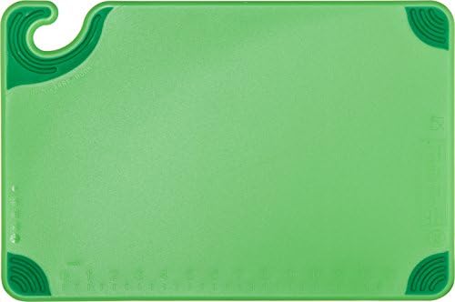 San Jamar Saf-T-Grip Plastic Cutting Board with Safety Hook, 12" x 18" x 0.5", Green (Pack of 2)