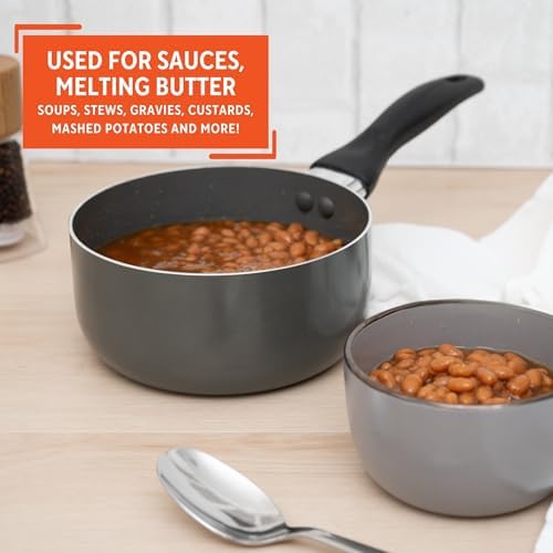 IMUSA 2 Qt Chef Cera Aluminum Ceramic Saucepan for Sauces, Gray
