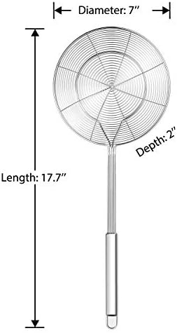 Hiware Solid Stainless Steel Spider Strainer Skimmer Ladle, Kitchen Utensils Wire Strainer Pasta Spoon, 7 Inch