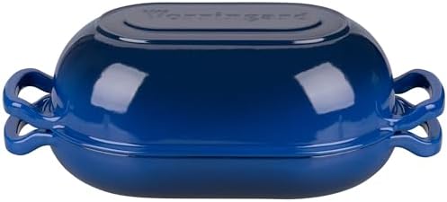VORRINGARD Enameled Cast Iron Sourdough Bread Oven, Dutch Oven, Loaf Cast Iron Bread Pan for Homemade Bread Baking, Meatloaf Pan with Lid, 5QT, Blue