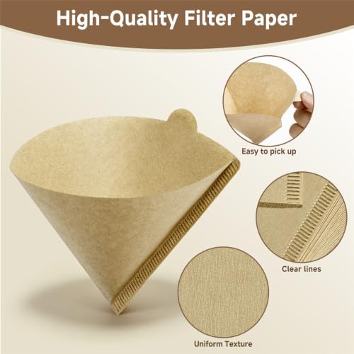 Coffee Filter, Cone Coffee Filters 2, Pour Over Coffee Filter for v60 Coffee Dripper and Drip Coffee Maker, 1-4 Cup, 100 Count, Disposable Natural Unbleached Size 02 Coffee Filters