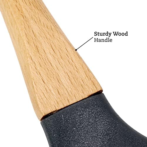 Beille Grey Nylon Ladle with Soft Grip Ergonomic Wooden Handle Kitchen Utensils, 13 Inch