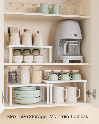 SONGMICS Cabinet Organizer Shelf, Set of 3 Spice Rack, Kitchen Storage