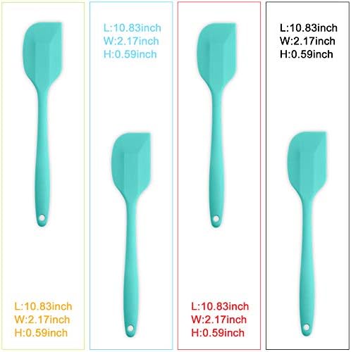 4-Piece Silicone Spatula Set with Stainless Steel Core, Light Blue