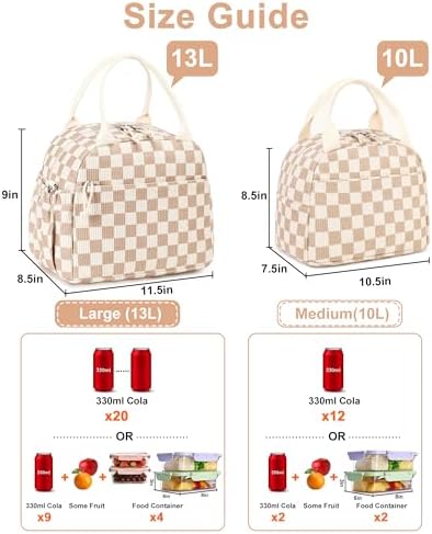 Bluboon Lunch Bag for Women Cute Corduroy Lunch Tote Bags with Shoulder Strap Reusable Insulated Lunch Box Large Capacity Reusable Insulated Cooler for Work Picnic or Travel (13L)