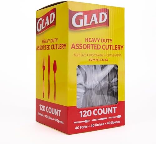 Glad Clear Disposable Plastic Cutlery Set, 120 Count Value Size, 6-Pack