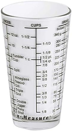 Kolder 26100 Mix N Measure Glass, Heavy Glass, Multi-Purpose Liquid and Dry Measuring Cup