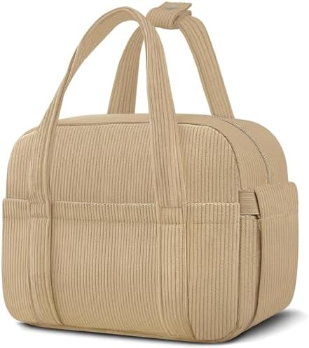 KUBYA Corduroy Lunch Box Lunch Bag for Women Men, Cute Strawberry Small Insulated Reusable Work Leakproof Simple Lunch Boxes Tote Bag Adults Cooler Bag