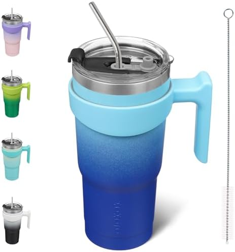 BJPKPK 20 oz Tumbler with Handle & Straw, Insulated Stainless Steel Mug